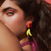 CRYSTAL EARRINGS WITH BANANA CHARM