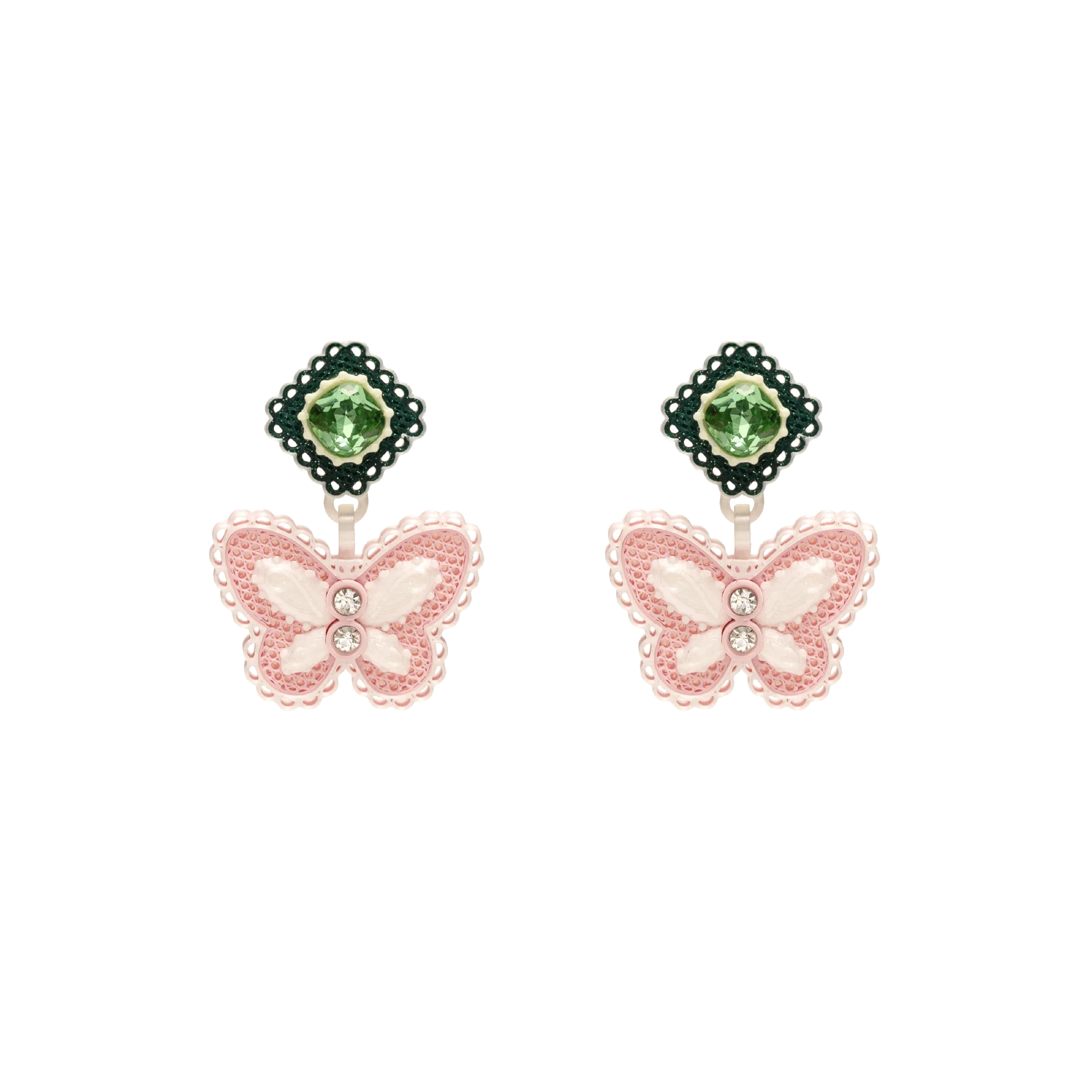 LACE DOUBLE BUTTERFLY EARRINGS