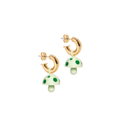 GOLD HOOPS WITH MUSHROOM CHARM