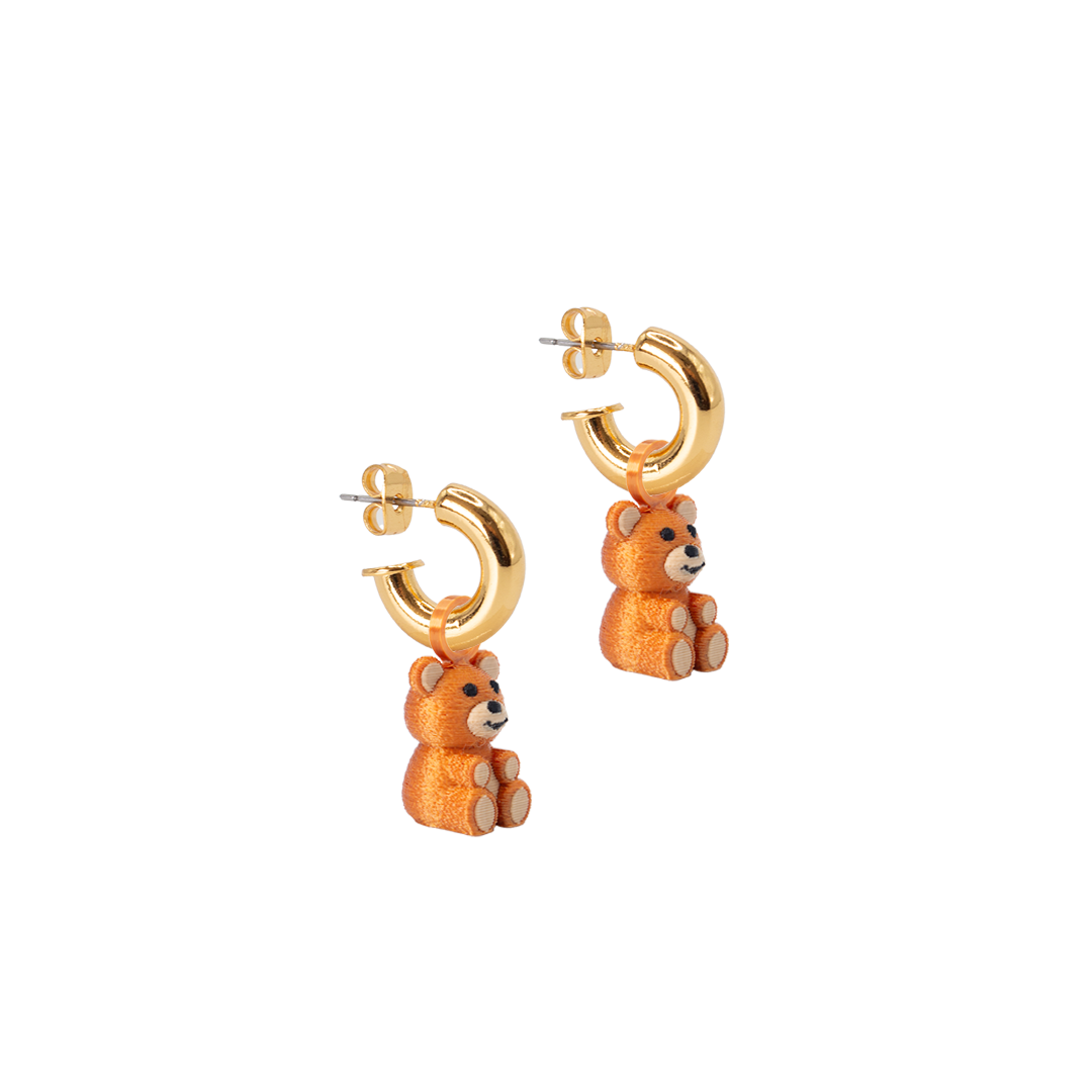 GOLD PLATED HOOPS WITH BEAR CHARM