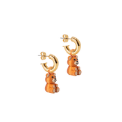 GOLD PLATED HOOPS WITH BEAR CHARM