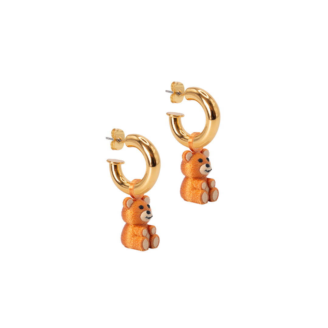 GOLD PLATED HOOPS WITH BEAR CHARM