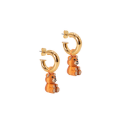 GOLD PLATED HOOPS WITH BEAR CHARM