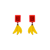 CRYSTAL EARRINGS WITH BANANA CHARM