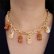 GRIZZLY BEAR CHARMS NECKLACE